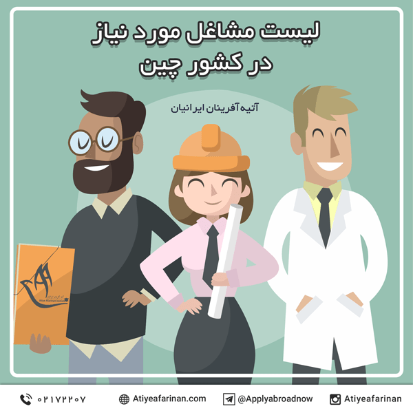 لیست مشاغل مورد نیاز در کشور چین